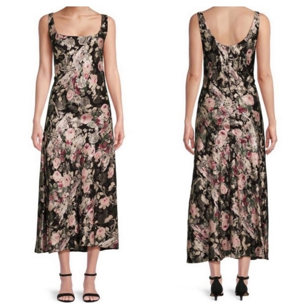 Lauren Ralph Lauren Black and Pink Floral Maxi Dress